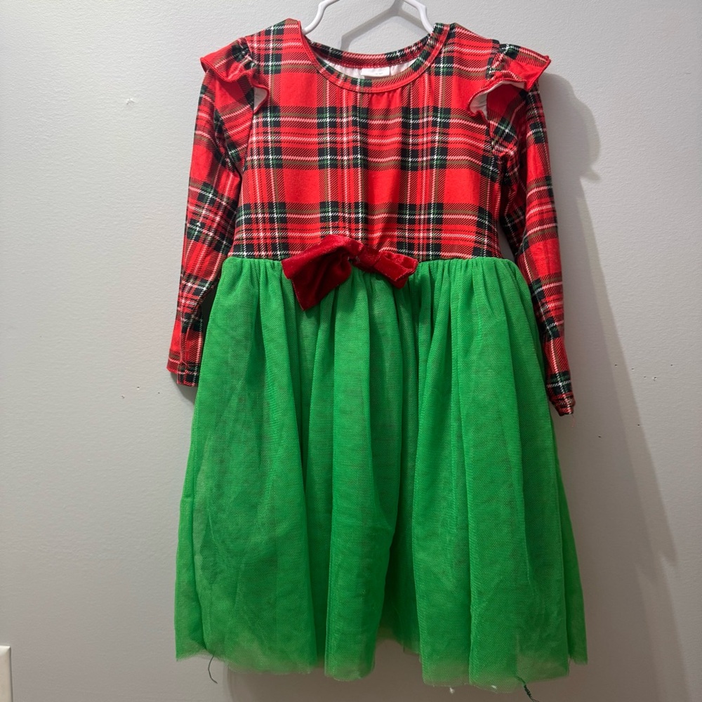 Kids Dress, Size 2-3Y, Plaid Red and Green